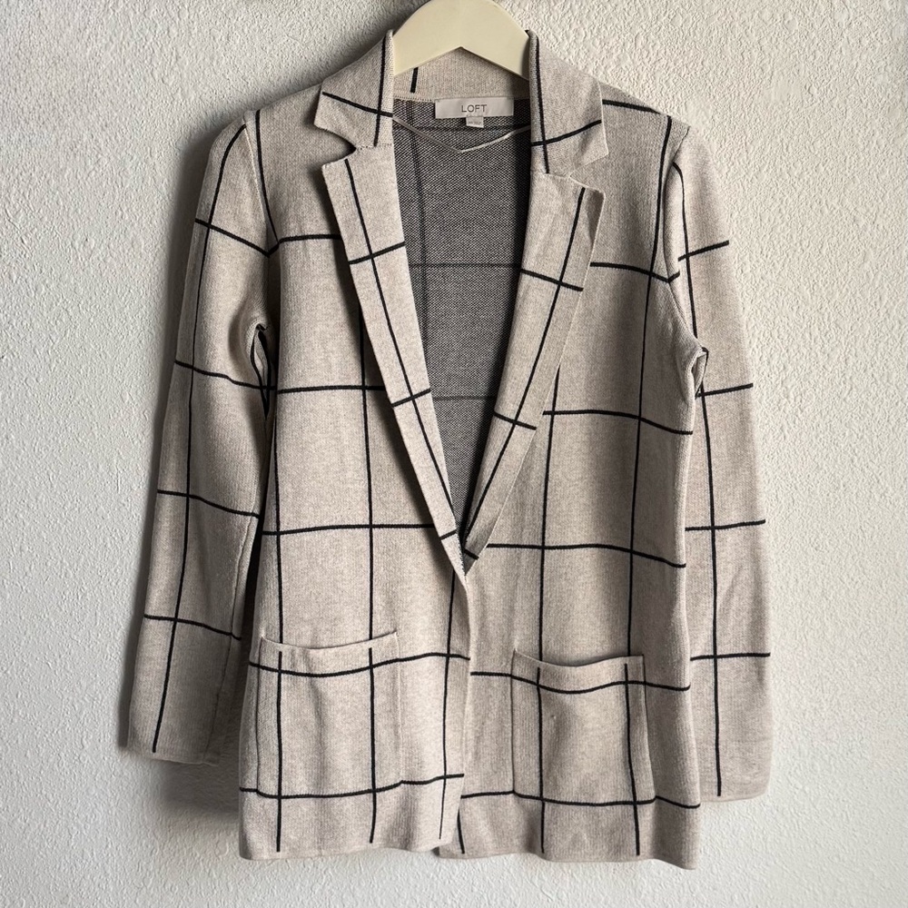 LOFT Windowpane Relaxed Sweater Blazer